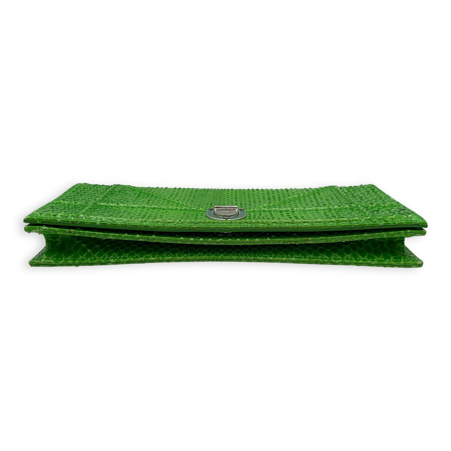 Diorama Green Clutch in Python, Silver hardware