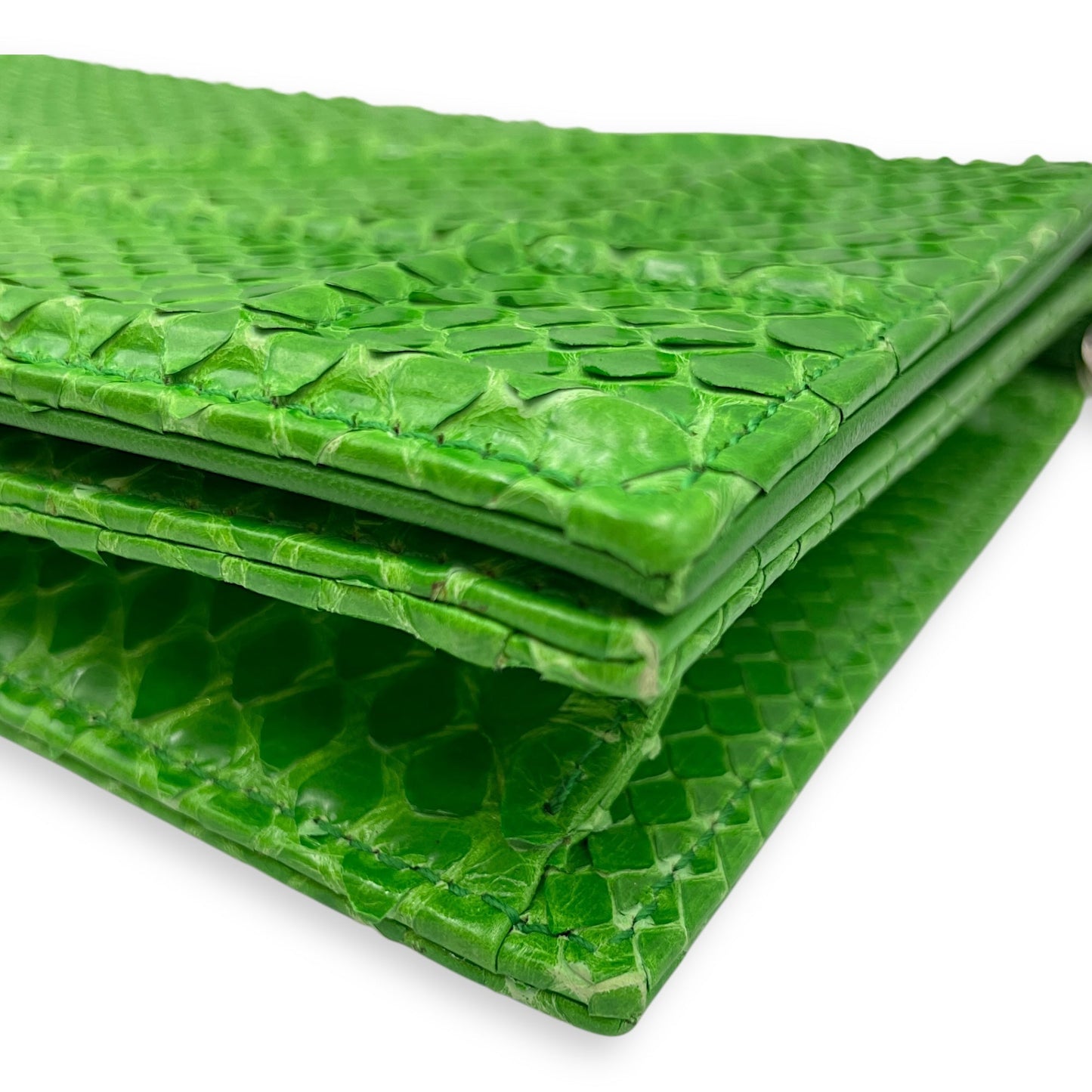 Diorama Green Clutch in Python, Silver hardware
