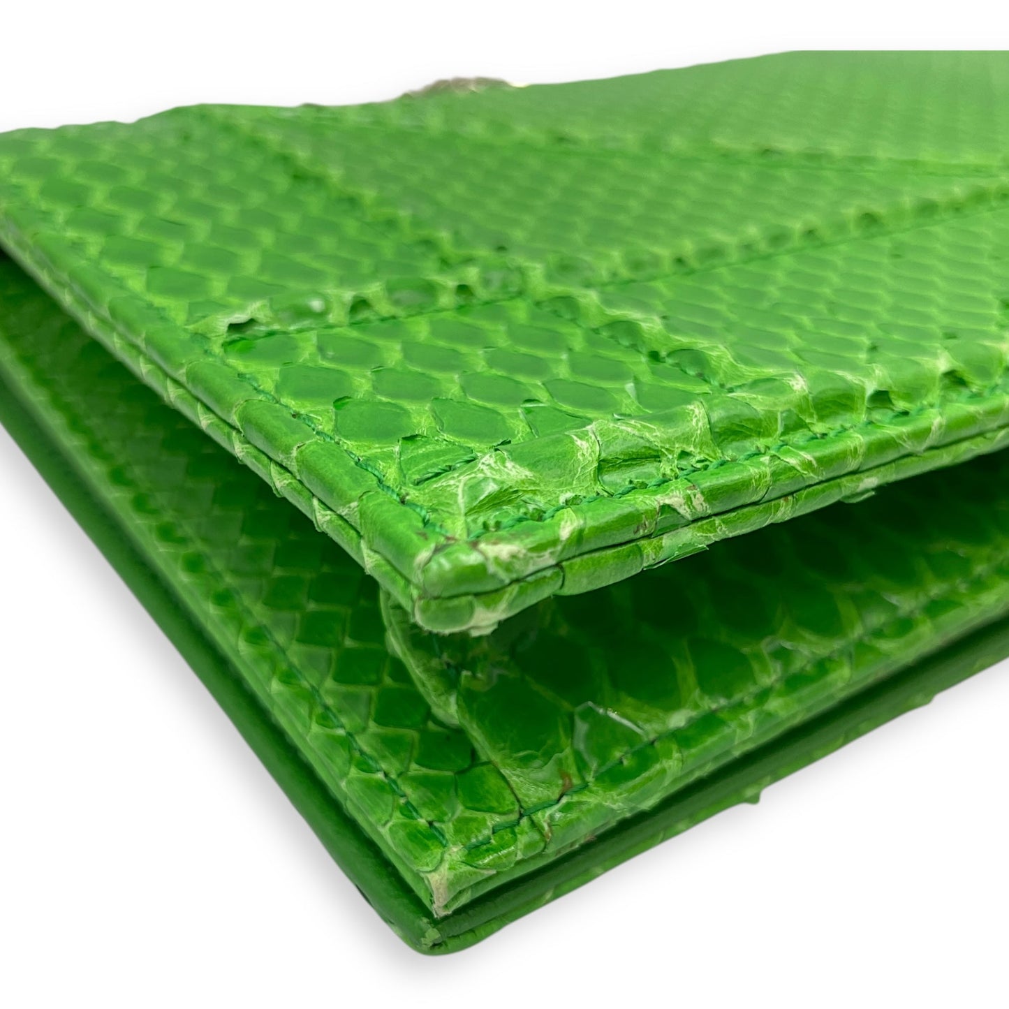 Diorama Green Clutch in Python, Silver hardware