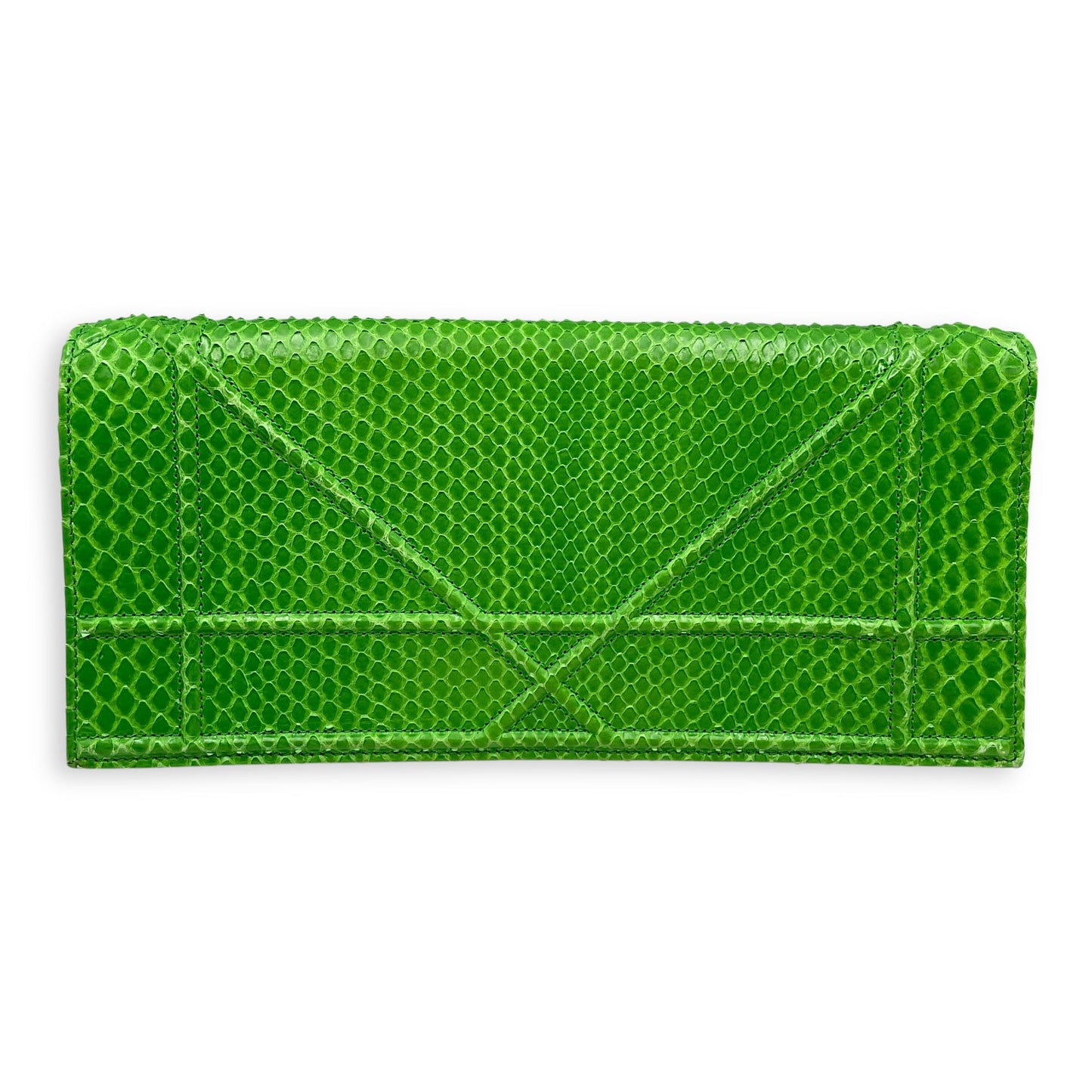 Diorama Green Clutch in Python, Silver hardware