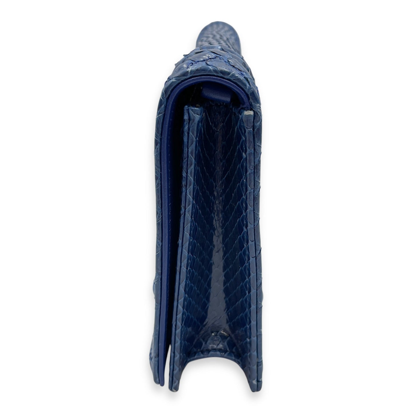 Diorama Blue Clutch in Python, Silver hardware