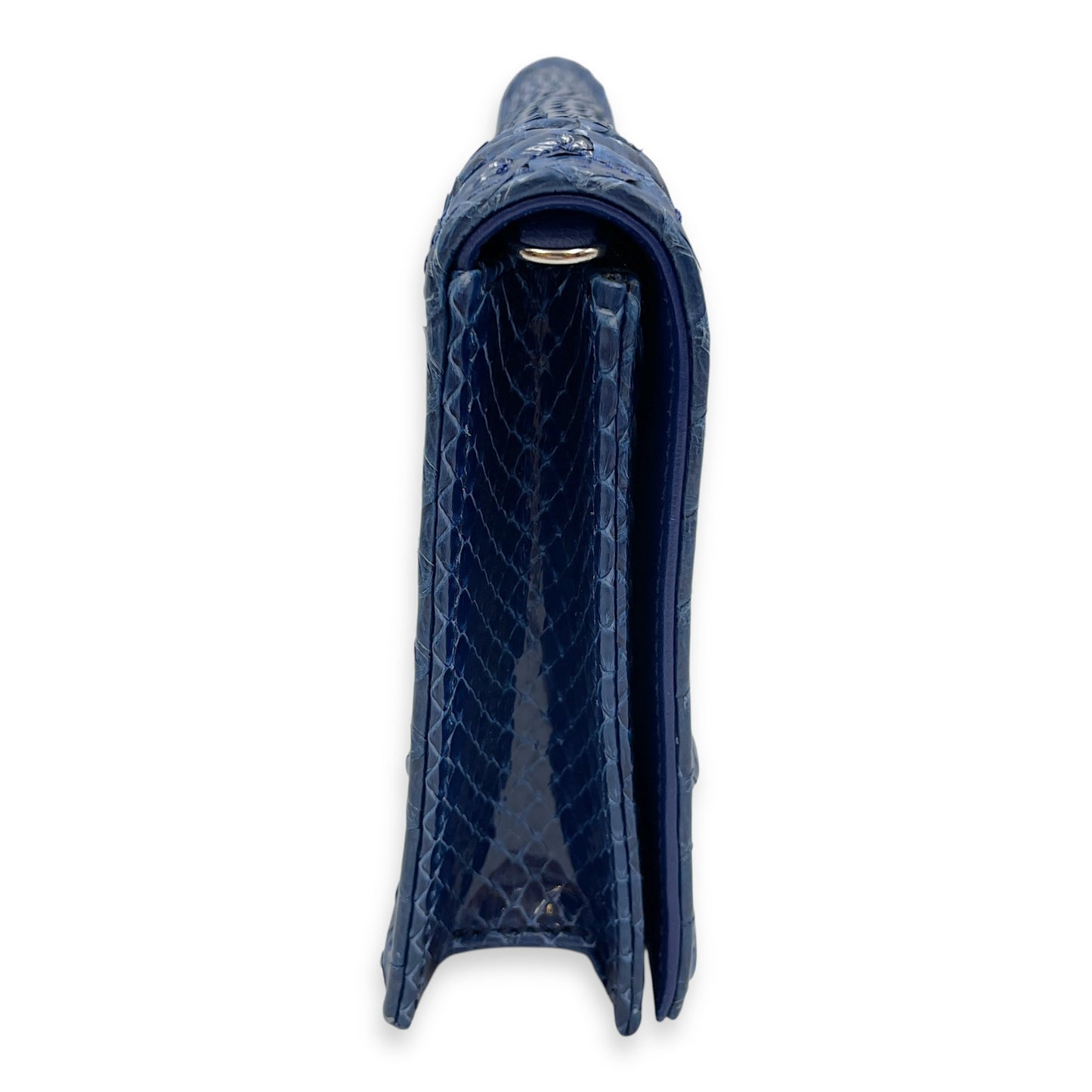 Diorama Blue Clutch in Python, Silver hardware
