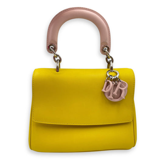 Le Dior Flap Mini Yellow/Pink Crossbody Bag in Calfskin, Silver hardware