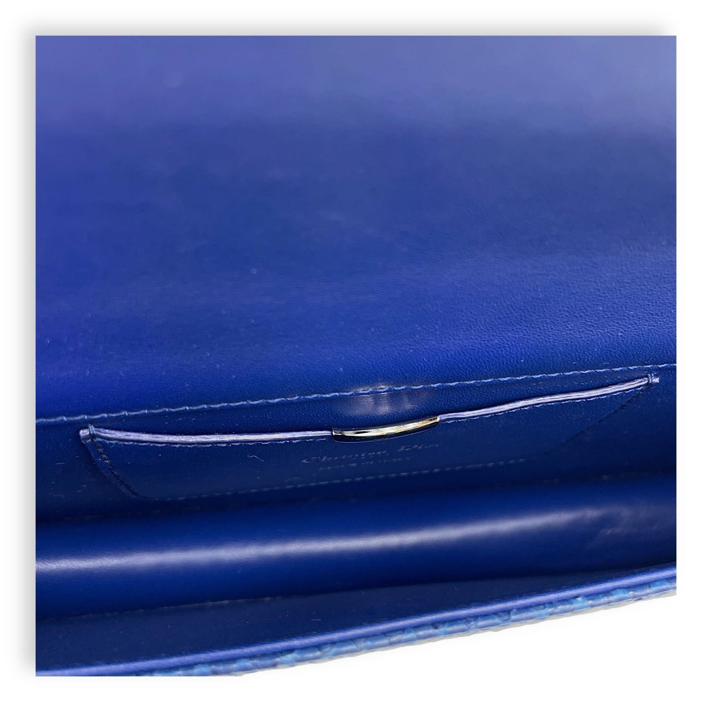 Diorama Navy Clutch in Python Leather, Silver hardware
