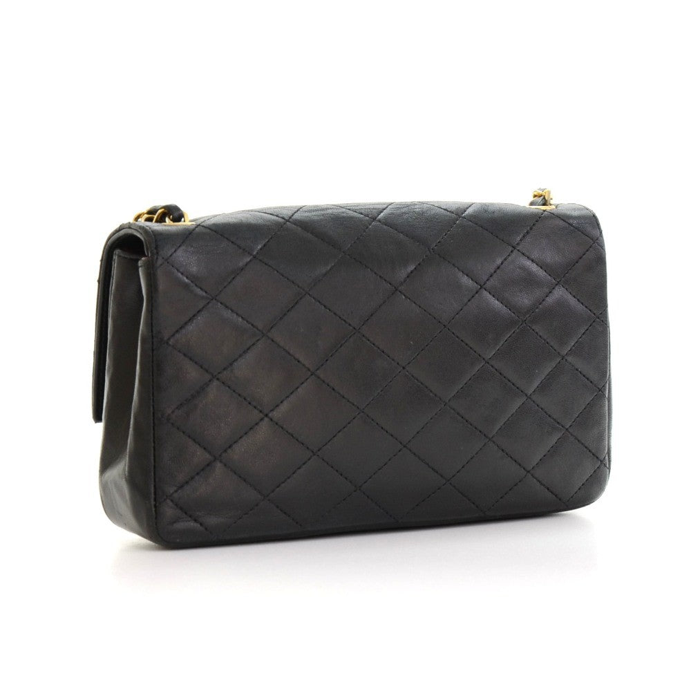 Single Flap Quilted Lambskin Leather Shoulder Bag