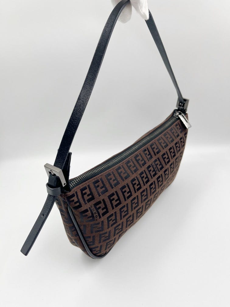 Vintage Fendi Pochette Bag in Brown Zucca Canvas