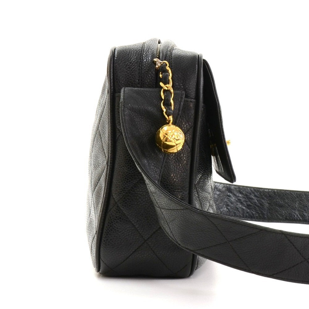 Quilted Caviar Leather Medium Shoulder Bag