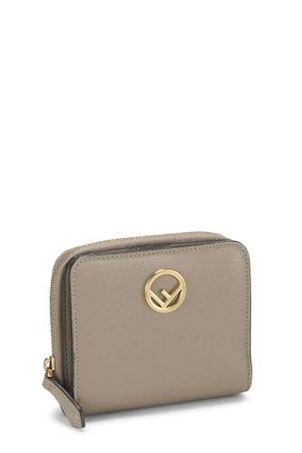 Fendi,  Grey Calfskin Leather 'F is Fendi' Compact Wallet, Grey