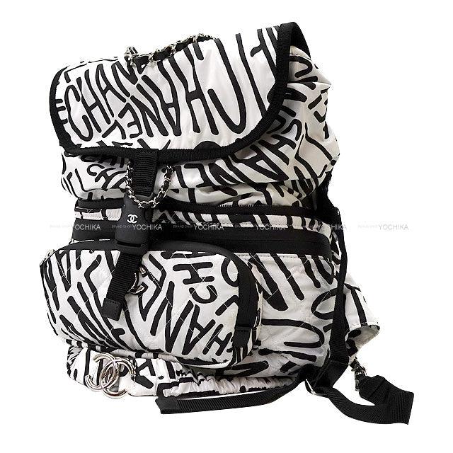 2021AW CHANEL Backpack/daypack/Ruck sack Coconage Monochrome Logo Backpack Waist Pouch Bag  Noir (Black)/Blanc (White) Nylon Silver HW AS2763[BRAND NEW][]