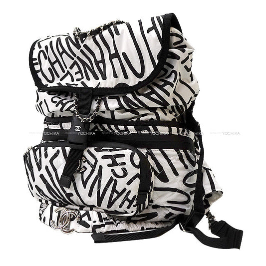 2021AW CHANEL Backpack/daypack/Ruck sack Coconage Monochrome Logo Backpack Waist Pouch Bag  Noir (Black)/Blanc (White) Nylon Silver HW AS2763[BRAND NEW][]