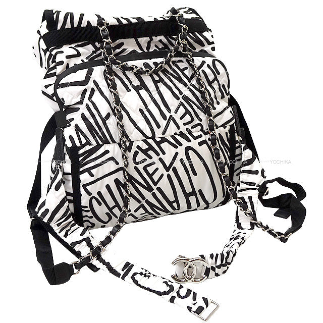 2021AW CHANEL Backpack/daypack/Ruck sack Coconage Monochrome Logo Backpack Waist Pouch Bag  Noir (Black)/Blanc (White) Nylon Silver HW AS2763[BRAND NEW][]