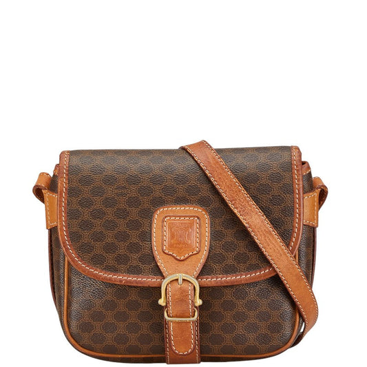 Celine Macadam Brown PVC Leather Shoulder Bag
