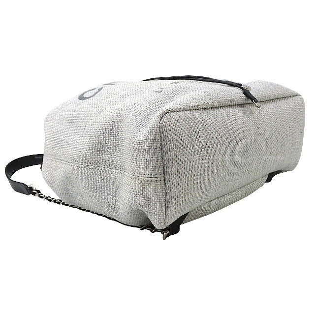 [] CHANEL Backpack/daypack/Ruck sack Deauville Backpack Grey/Noir (Black) Canvas Calf Silver HW A93787[LIKE NEW][]