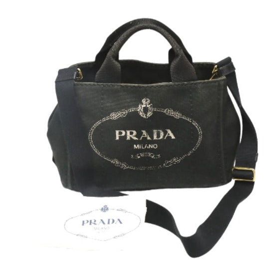 PRADA Tote Bag 1BG439 denim black Tote Bag Canapa mini Women Used