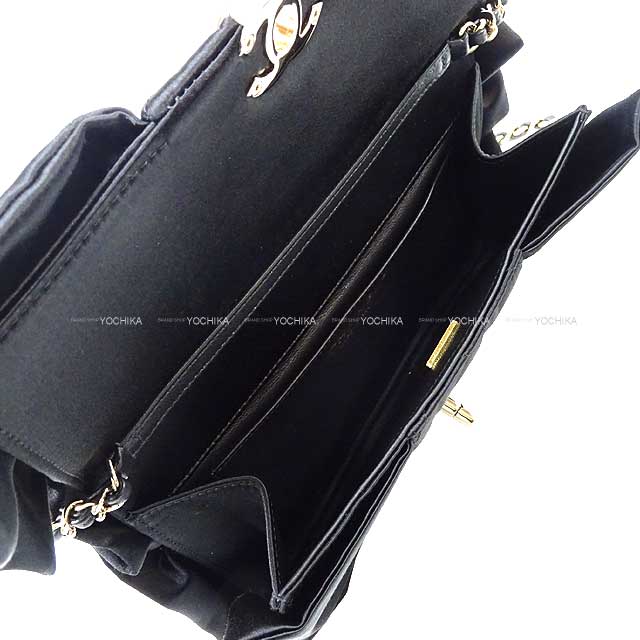 2023 AW NEW Mediatore CHANEL Clutch bag Ribbon Matelasse Chain Noir (Black) Satin Champagne Gold HW AS4098[BRAND NEW][]