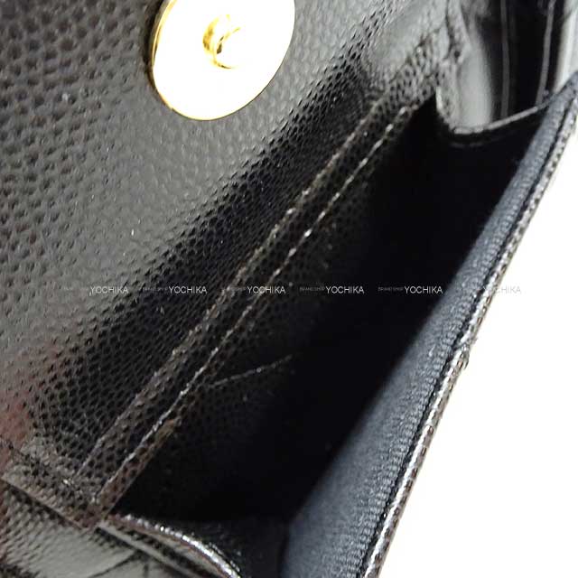 CHANEL Clutch bag Matelasse COCO mark Porch bag with chain Noir (Black) Graind Calf(Caviarskin) Gold HW AP3466[EXCELLENT][]
