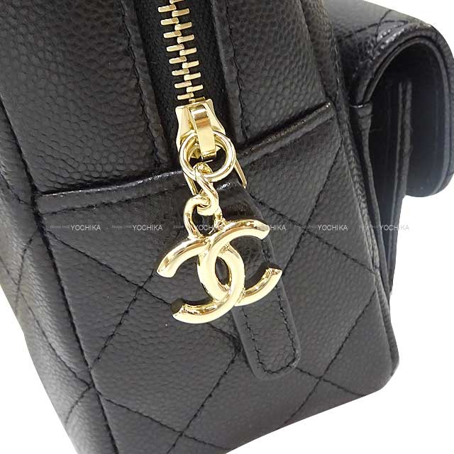 CHANEL Backpack/daypack/Ruck sack Matlasse COCO Mark Chain Card case Noir (Black) Graind Calf(Caviarskin) ChainShoulder 32.3"x2 Champagne Gold HW AP3753[BRAND NEW][]