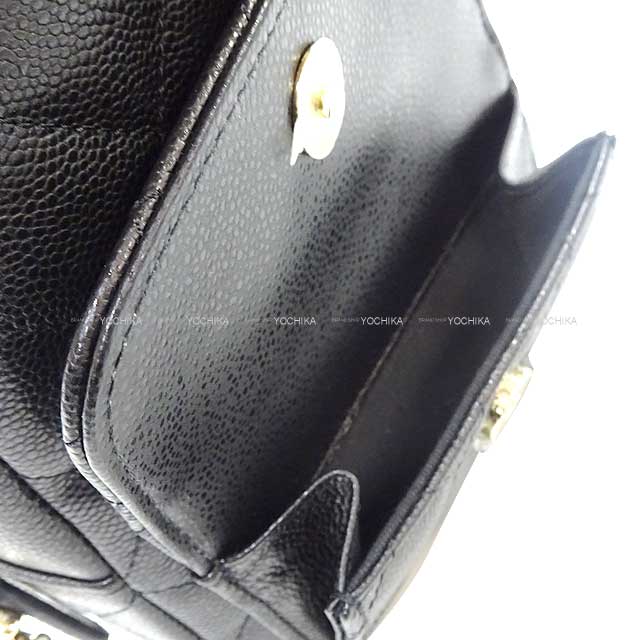 CHANEL Backpack/daypack/Ruck sack Matlasse COCO Mark Chain Card case Noir (Black) Graind Calf(Caviarskin) ChainShoulder 32.3"x2 Champagne Gold HW AP3753[BRAND NEW][]