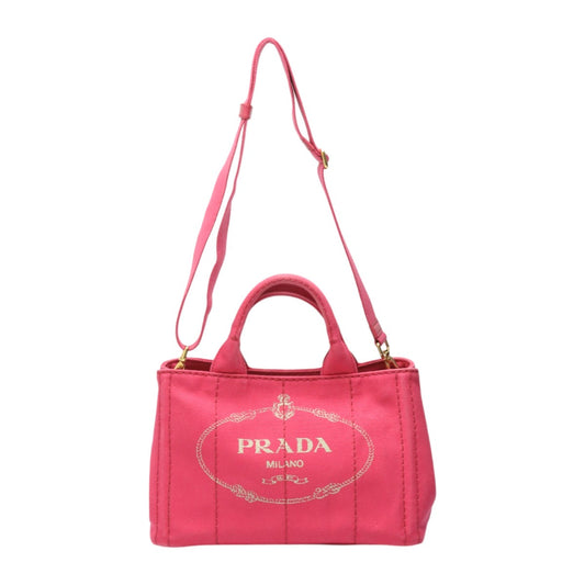 PRADA Tote Bag B2439G Cotton denim pink Tote Bag canvas Canapa Women Used