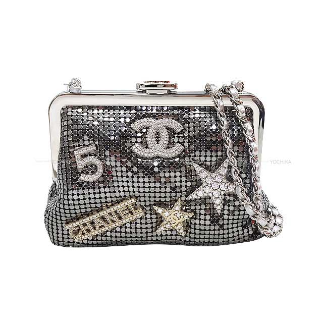 2024 coconeige CHANEL Clutch bag Logo & Star No5 Purse chain Silver Metallic mesh/Strass Metal Silver HW Metal Gold HW AP3534[BRAND NEW][]