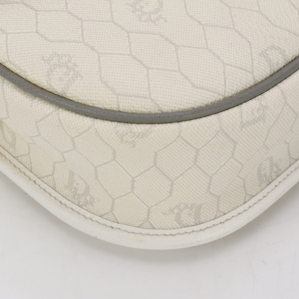 Christian Dior Shoulder Bag leather White x gray Honeycomb