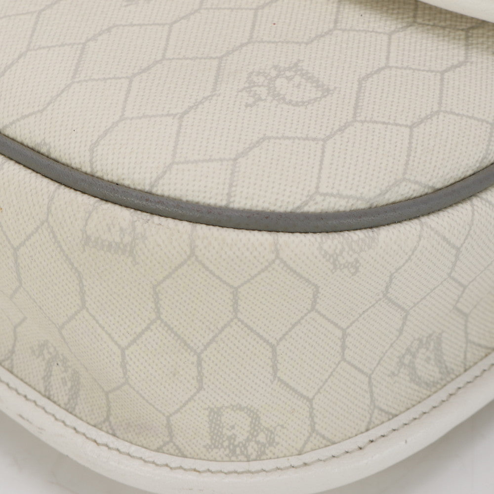 Christian Dior Shoulder Bag leather White x gray Honeycomb