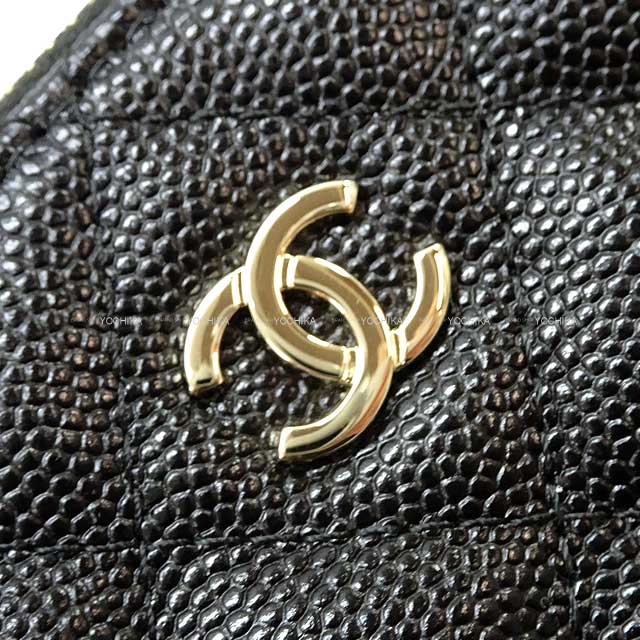 CHANEL Shoulder bag Matelasse Zip WOC Clutch Pochette Noir (Black)/Bordeaux Graind Calf(Caviarskin) Champagne Gold HW A82527[EXCELLENT][]