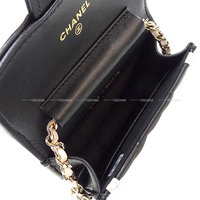 2023 AW CHANEL Shoulder bag Mini Matelasse Chain Clutch Black/Beige Lambskin Gold HW AP3560[EXCELLENT][]