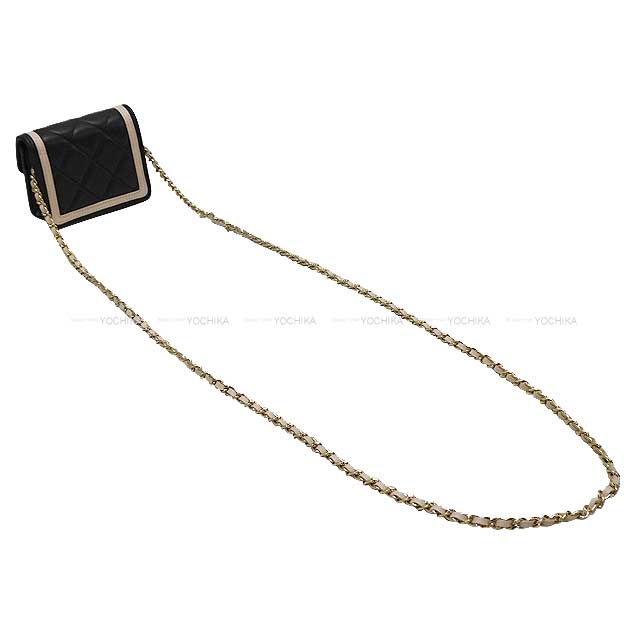 2023 AW CHANEL Shoulder bag Mini Matelasse Chain Clutch Black/Beige Lambskin Gold HW AP3560[EXCELLENT][]