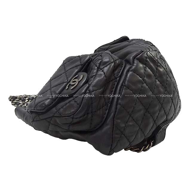 [] 2012 Metiers d'Art Collection CHANEL Backpack/daypack/Ruck sack Matelasse COCO mark Double pocket Bakcpack Noir (Black) Lambskin Antipue Matte silver HW A65835[LIKE NEW][]