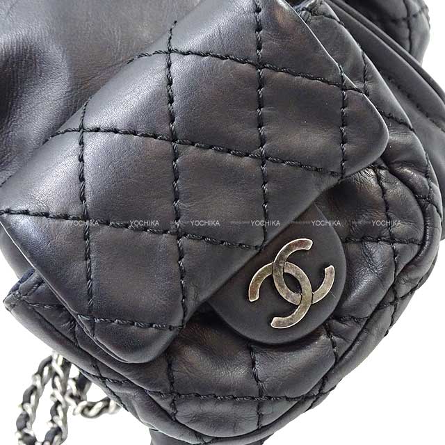 [] 2012 Metiers d'Art Collection CHANEL Backpack/daypack/Ruck sack Matelasse COCO mark Double pocket Bakcpack Noir (Black) Lambskin Antipue Matte silver HW A65835[LIKE NEW][]