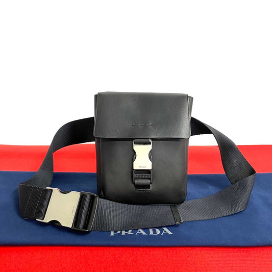 PRADA Shoulder Bag leather black