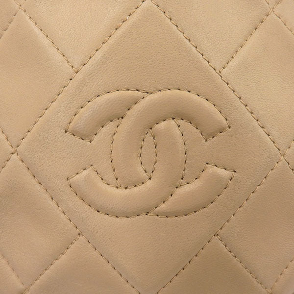 CHANEL Around 1990 Made Round Cc Mark Stitch Tassel Shoulder Bag Beige