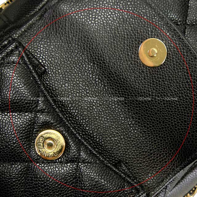 [] CHANEL Backpack/daypack/Ruck sack Matelasse Coco mark Chain Noir (Black) Graind Calf(Caviarskin) Champagne Gold HW AP3753[LIKE NEW][]