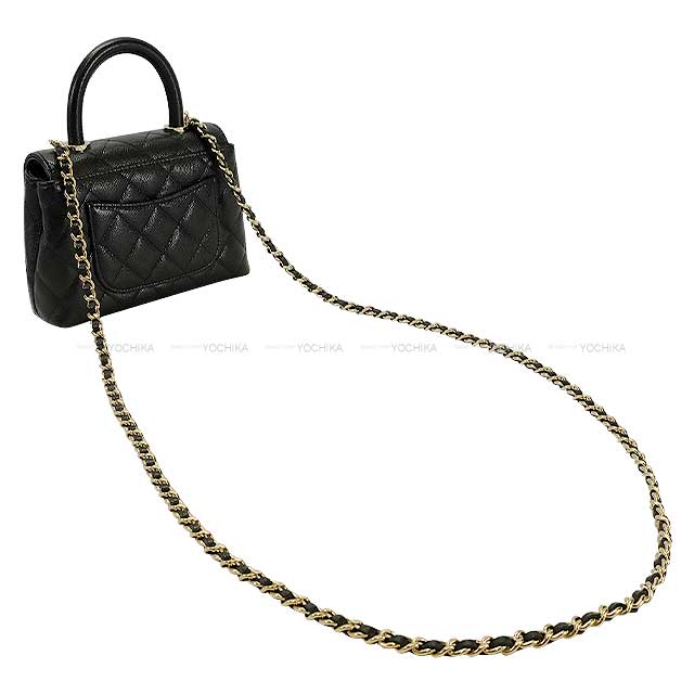 CHANEL Clutch bag Coco Handle Mini Chain Noir (Black) Graind Calf(Caviarskin) Champagne Gold HW AP4244[BRAND NEW][]