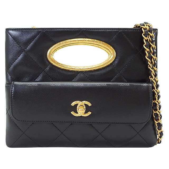 2024 AW New CHANEL Clutch bag Coco mark Matelasse Chain Noir (Black) Lambskin Mat Gold HW AS5038[BRAND NEW][]