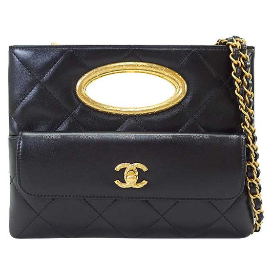2024 AW New CHANEL Clutch bag Coco mark Matelasse Chain Noir (Black) Lambskin Mat Gold HW AS5038[BRAND NEW][]