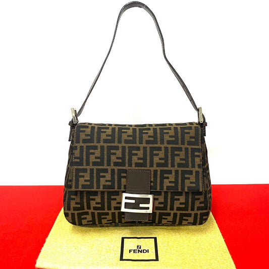 FENDI Shoulder Bag canvas black Mamma Bucket