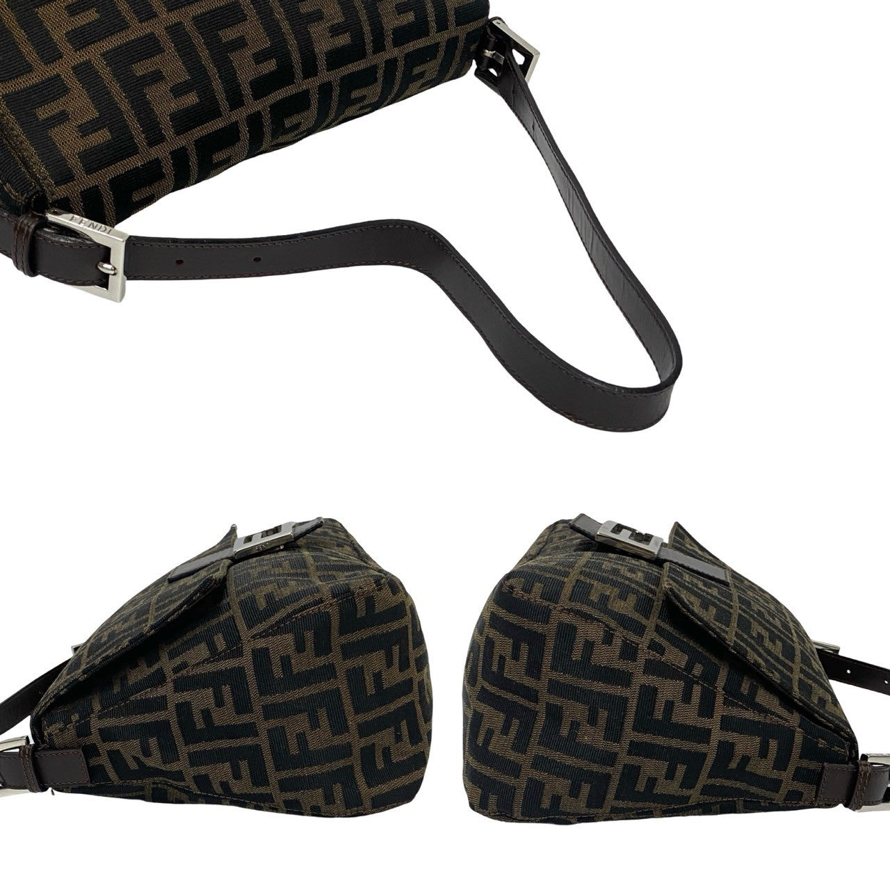 FENDI Shoulder Bag canvas black Mamma Bucket