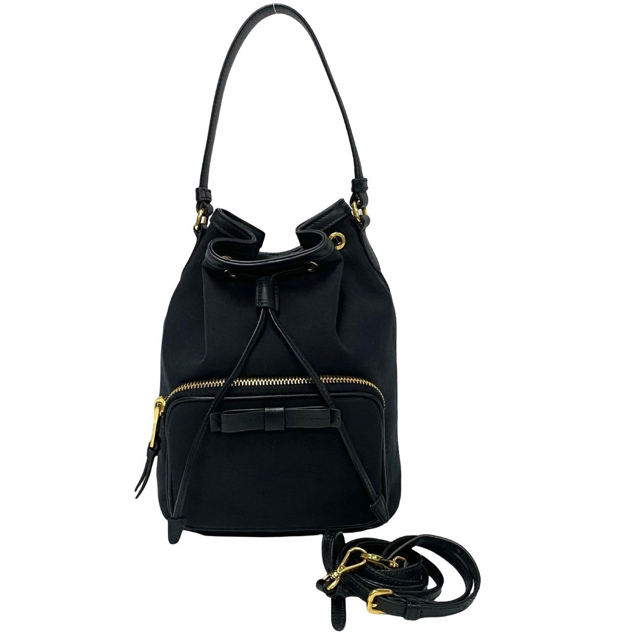 PRADA Shoulder Bag leather black duet