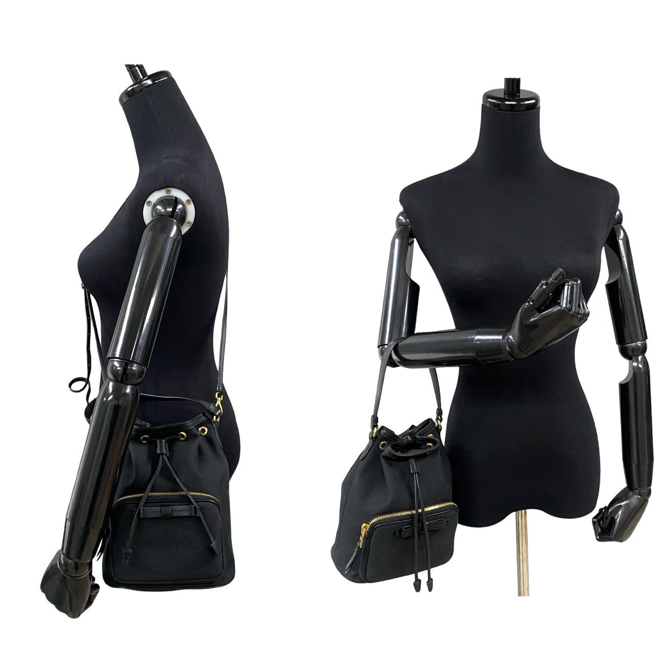 PRADA Shoulder Bag leather black duet