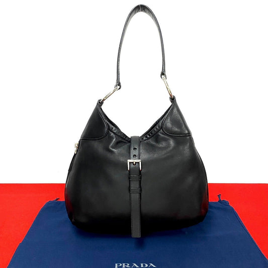 PRADA Shoulder Bag leather black