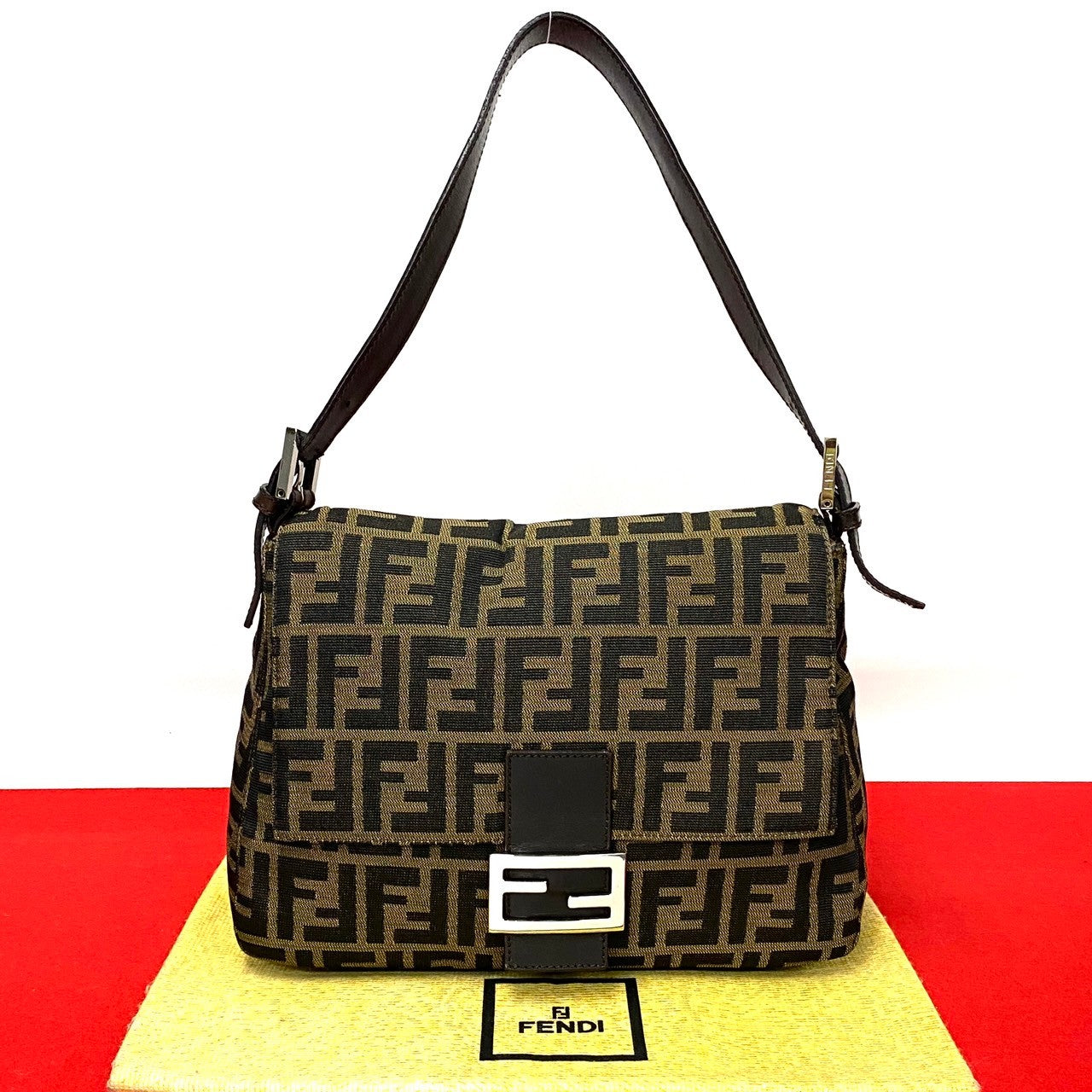 FENDI Shoulder Bag canvas Brown Mamma Bucket