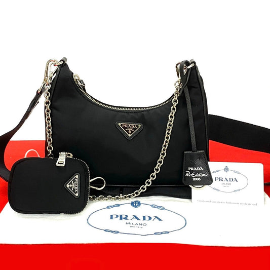 PRADA Shoulder Bag Nylon black Re-Edition 2005