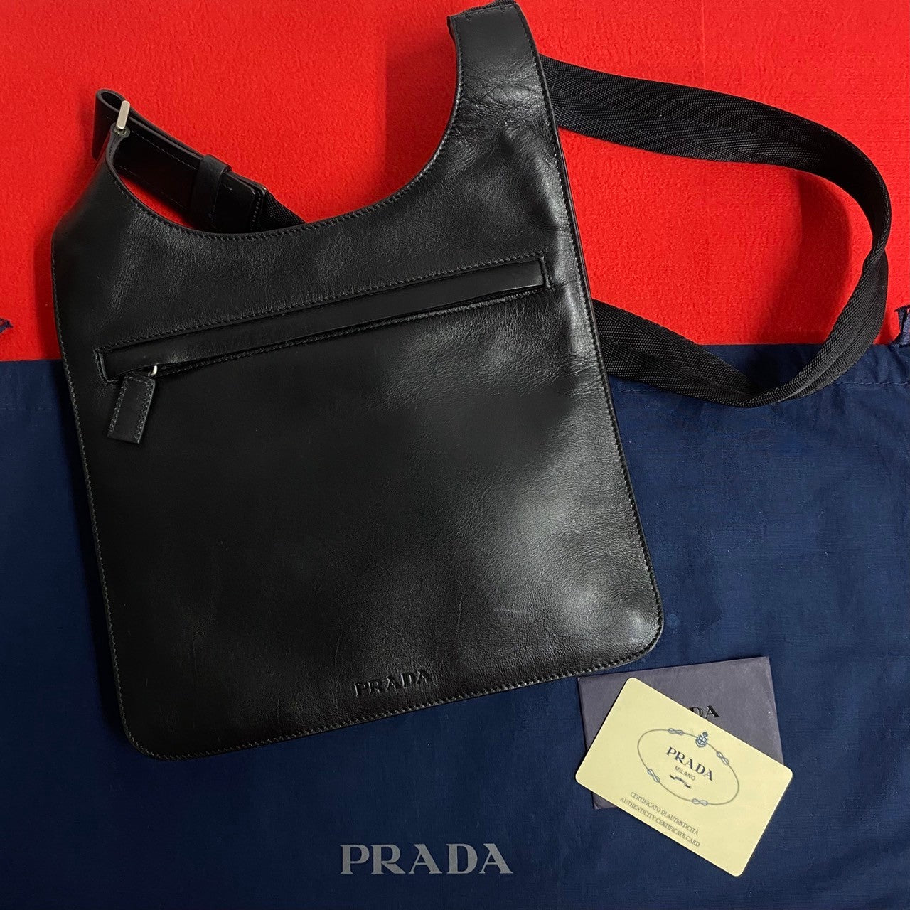 PRADA Shoulder Bag Calfskin black