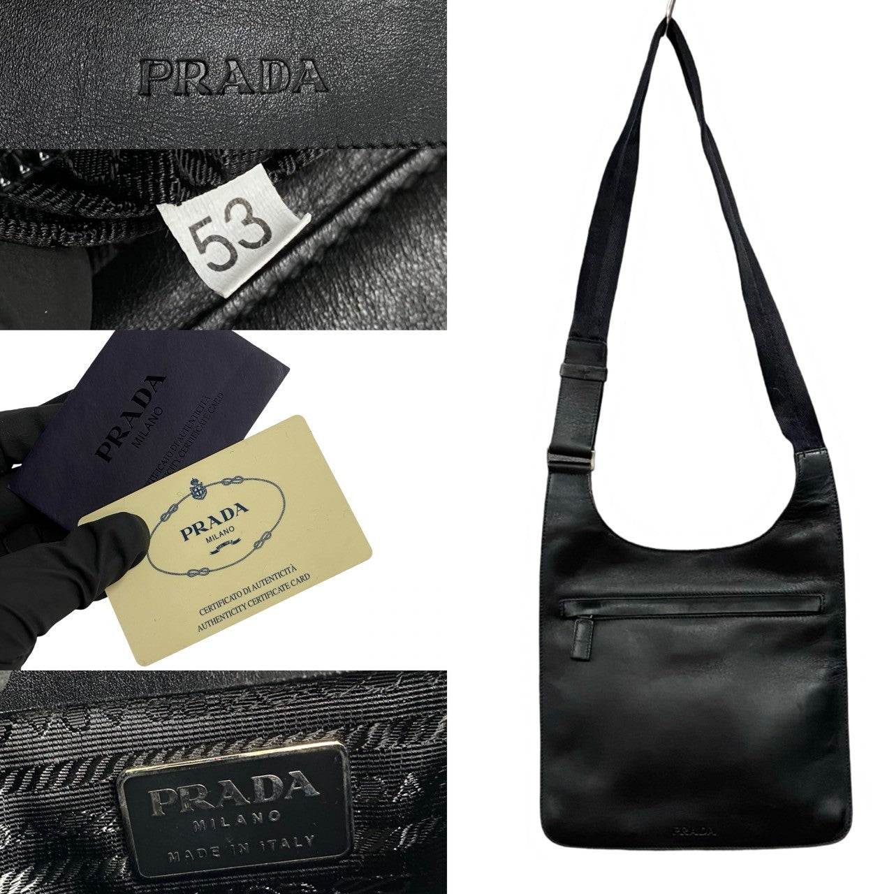 PRADA Shoulder Bag Calfskin black