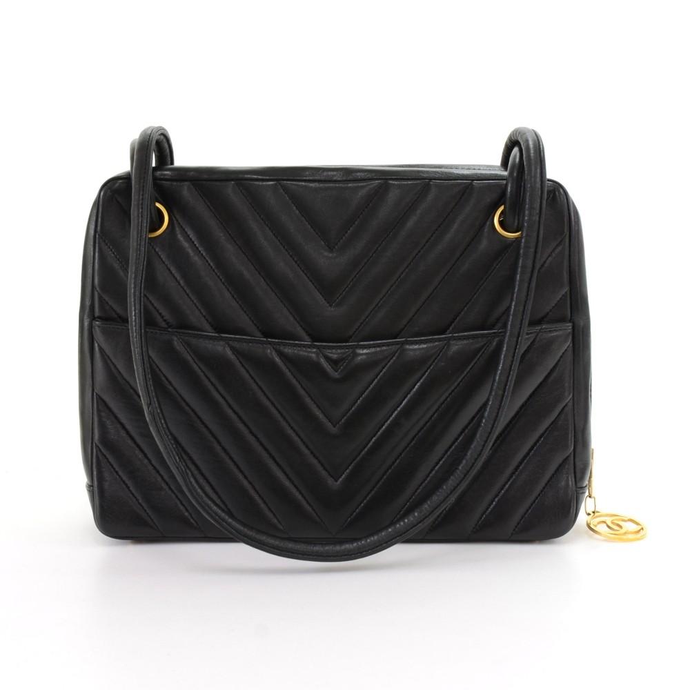 Chevron Quilted Leather Shoulder Bag