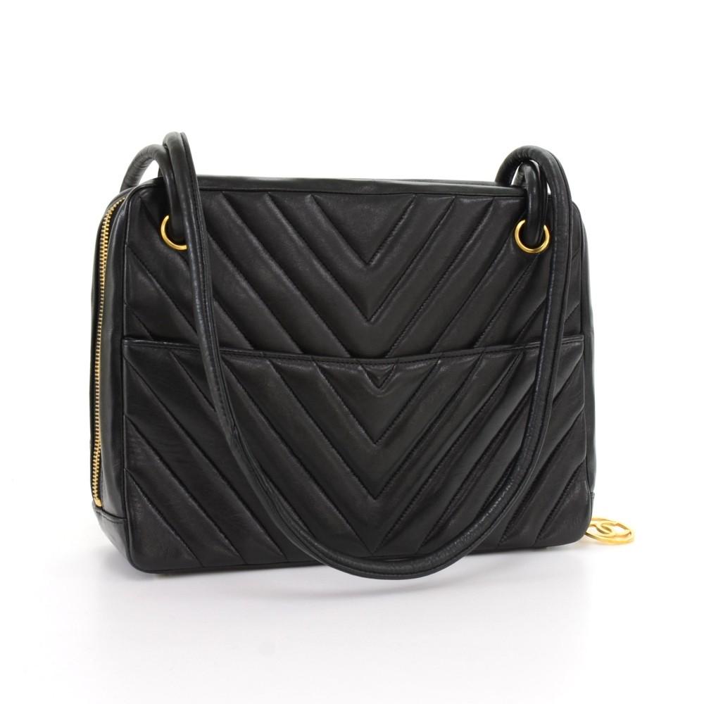 Chevron Quilted Leather Shoulder Bag