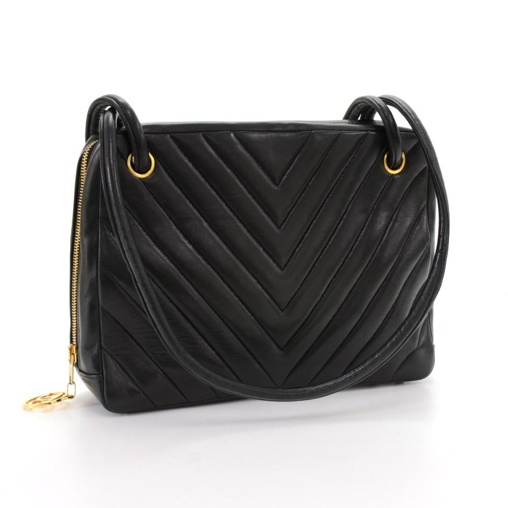 Chevron Quilted Leather Shoulder Bag