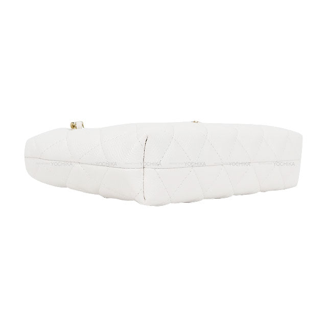 CHANEL Clutch bag Matelasse Coco mark Classic Chain Blanc (White) Graind Calf(Caviarskin) Champagne Gold HW AP4423[ALMOST NEW][]